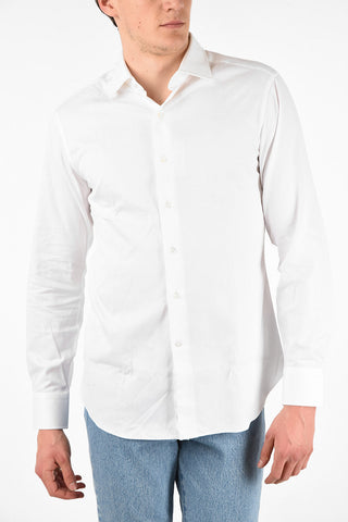 Cotton Hand-Made Shirt with Spread Collar