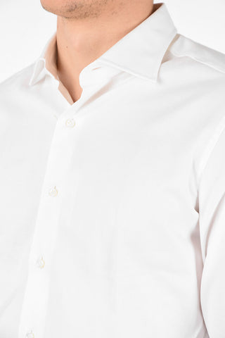 Cotton Hand-Made Shirt with Spread Collar