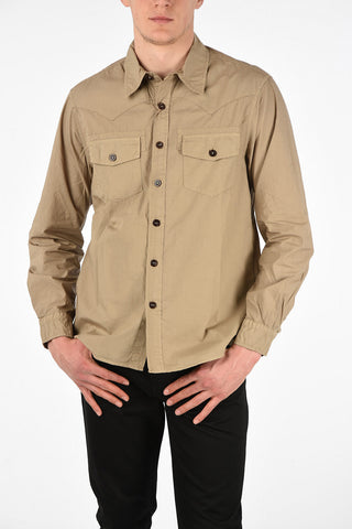 Cotton Spread Collar Shirt with Patch Pockets