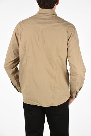 Cotton Spread Collar Shirt with Patch Pockets