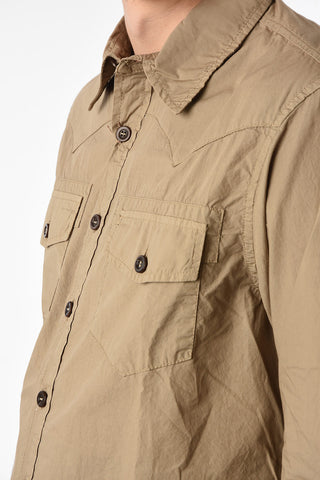 Cotton Spread Collar Shirt with Patch Pockets