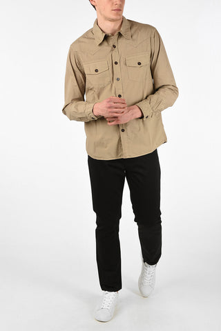 Cotton Spread Collar Shirt with Patch Pockets