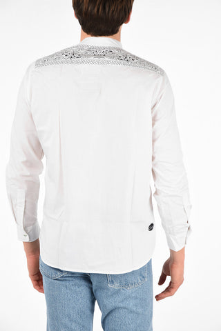 Camicia MAURITIUS in Cotone con Collo Coreano e Tasca a Toppa