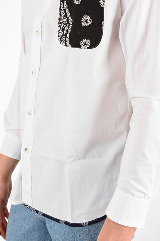 Camicia MAURITIUS in Cotone con Collo Coreano e Tasca a Toppa