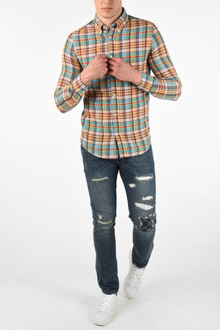 Camicia Button Down in Cotone Tartan 