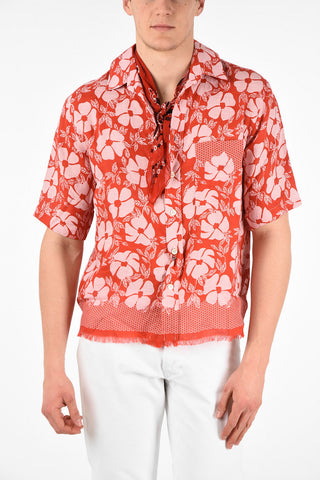 Linen Floral Printed Shirt with Neckerchief