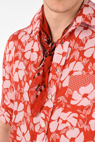 Linen Floral Printed Shirt with Neckerchief
