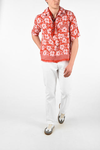 Linen Floral Printed Shirt with Neckerchief