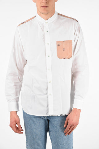 Camicia MAURITIUS in Cotone con Collo Coreano e Tasca a Toppa