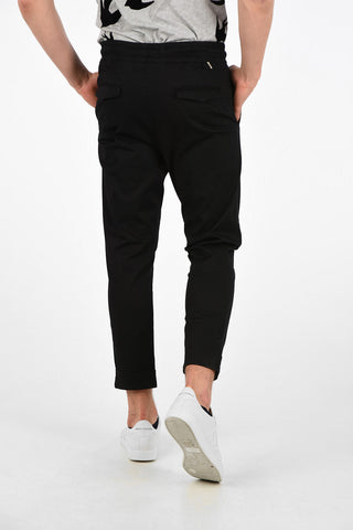 Stretch Cotton Single Pleat Pants with Drawstring Closure 
