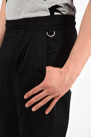 Stretch Cotton Single Pleat Pants with Drawstring Closure 