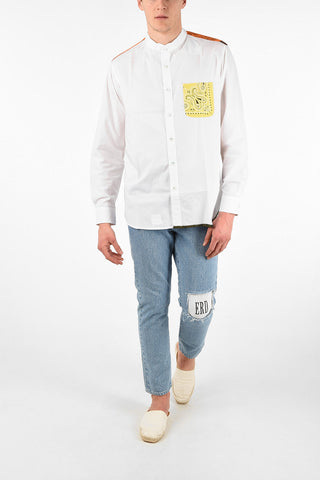 Cotton MAURITIUS Collarless Shirt with Patch Pocket 