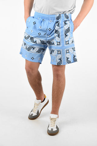 Cotton Paisley Printed Bermuda Shorts with Drawstring Closure 