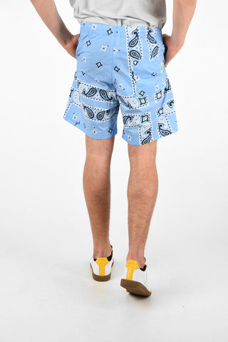 Cotton Paisley Printed Bermuda Shorts with Drawstring Closure 