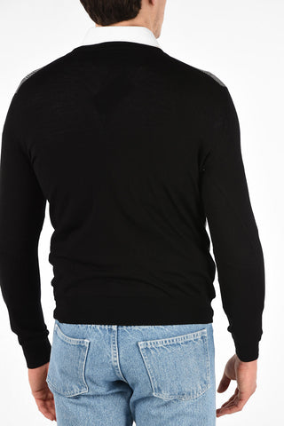 Wool Houndstooth V-Neck Sweater