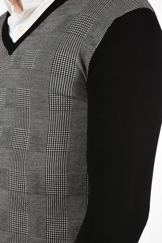 Wool Houndstooth V-Neck Sweater