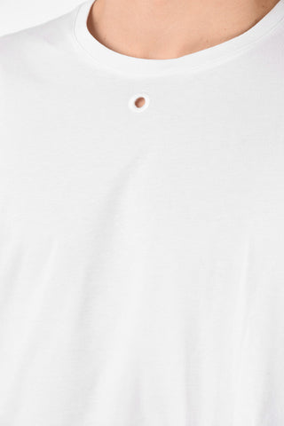 Cotton EMBROIDERED HOLE Crew-Neck T-Shirt