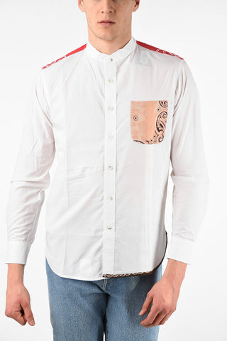 Camicia MAURITIUS in Cotone con Collo Coreano e Tasca a Toppa