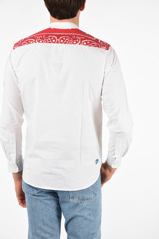 Camicia MAURITIUS in Cotone con Collo Coreano e Tasca a Toppa