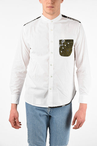 Camicia MAURITIUS in Cotone con Collo Coreano e Tasca a Toppa