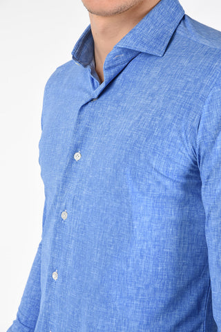 Camicia in Tessuto Stretch con Collo Francese