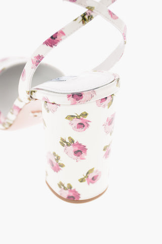 Floral Patent Leather Pumps with Ankle Strap 11 Cm 