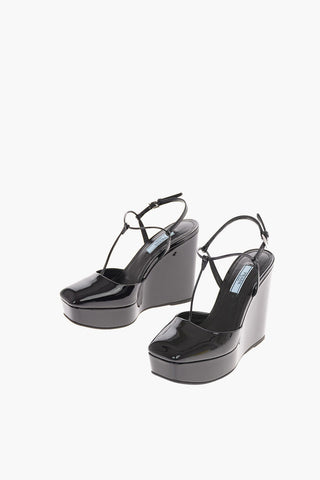 Pumps T-strap in Vernice con Suola Platform 13 Cm