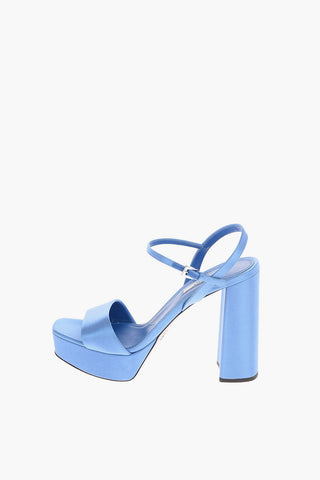Sandali Platform in Satin con Cinturino alla Caviglia 12 Cm