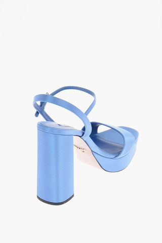 Sandali Platform in Satin con Cinturino alla Caviglia 12 Cm