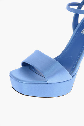 Sandali Platform in Satin con Cinturino alla Caviglia 12 Cm
