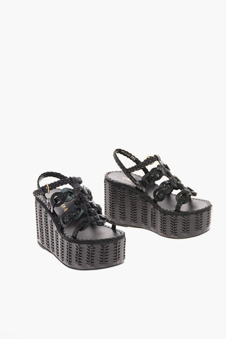Sandali in Pelle intrecciata con Suola Platform 