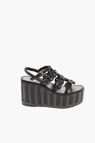 Sandali in Pelle intrecciata con Suola Platform 