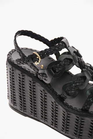 Sandali in Pelle intrecciata con Suola Platform 