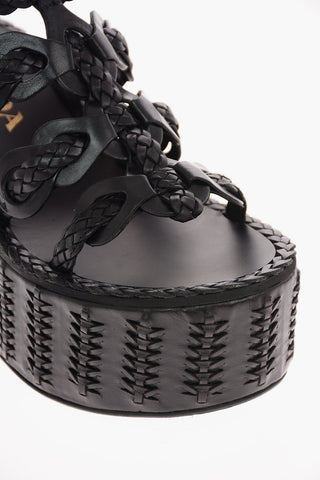 Sandali in Pelle intrecciata con Suola Platform 