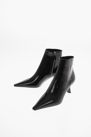 Patent Leather Ankle Boots with Comma Heel 8 Cm 