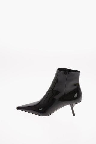 Patent Leather Ankle Boots with Comma Heel 8 Cm 
