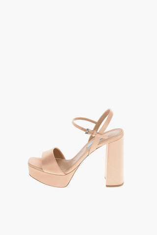Satin Platform Sandals with Ankle Strap 12 Cm 