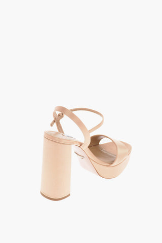 Satin Platform Sandals with Ankle Strap 12 Cm 