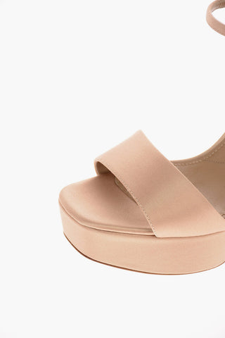 Satin Platform Sandals with Ankle Strap 12 Cm 
