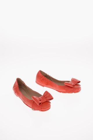 leather DRIVER Ballet flats with bow