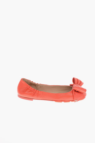 leather DRIVER Ballet flats with bow