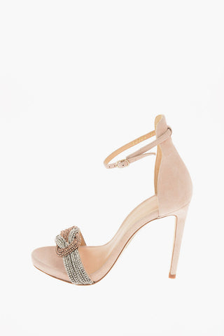 Sandali ankle-strap SIZZLE in camoscio e con strass 11cm
