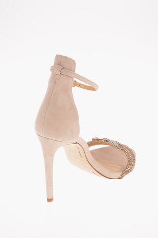Sandali ankle-strap SIZZLE in camoscio e con strass 11cm