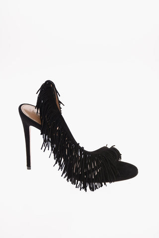 12cm Fringed suede WILD T-strap sandals