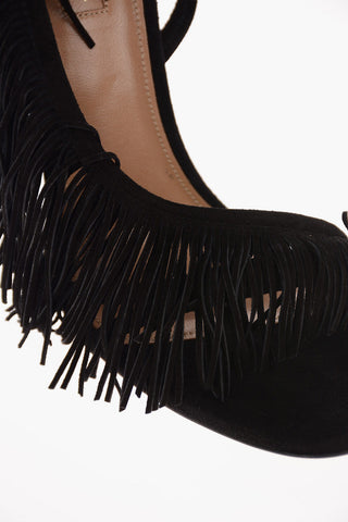 12cm Fringed suede WILD T-strap sandals