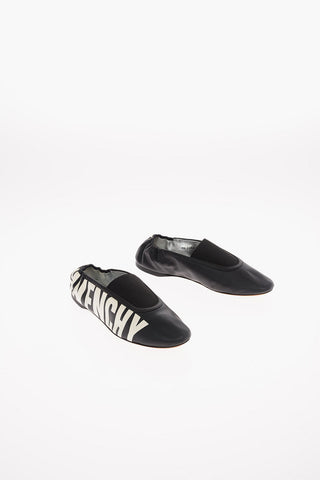 leather Ballet flats with Logo-Print