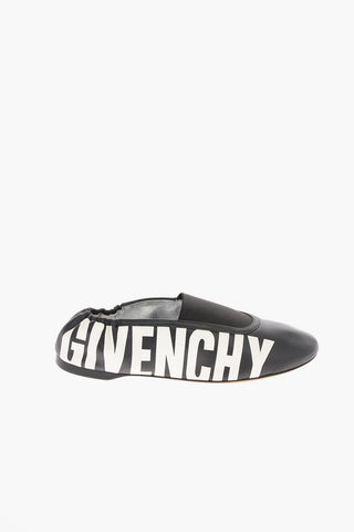 leather Ballet flats with Logo-Print
