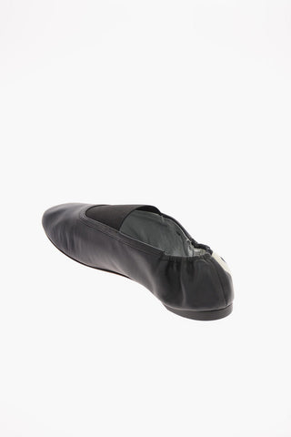 leather Ballet flats with Logo-Print