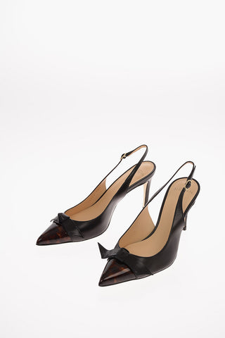 10cm leather PAULA Point Toe Slingback pumps