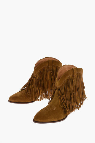 Texani LEVRIERO in Pelle Scamosciata con Frange 8cm